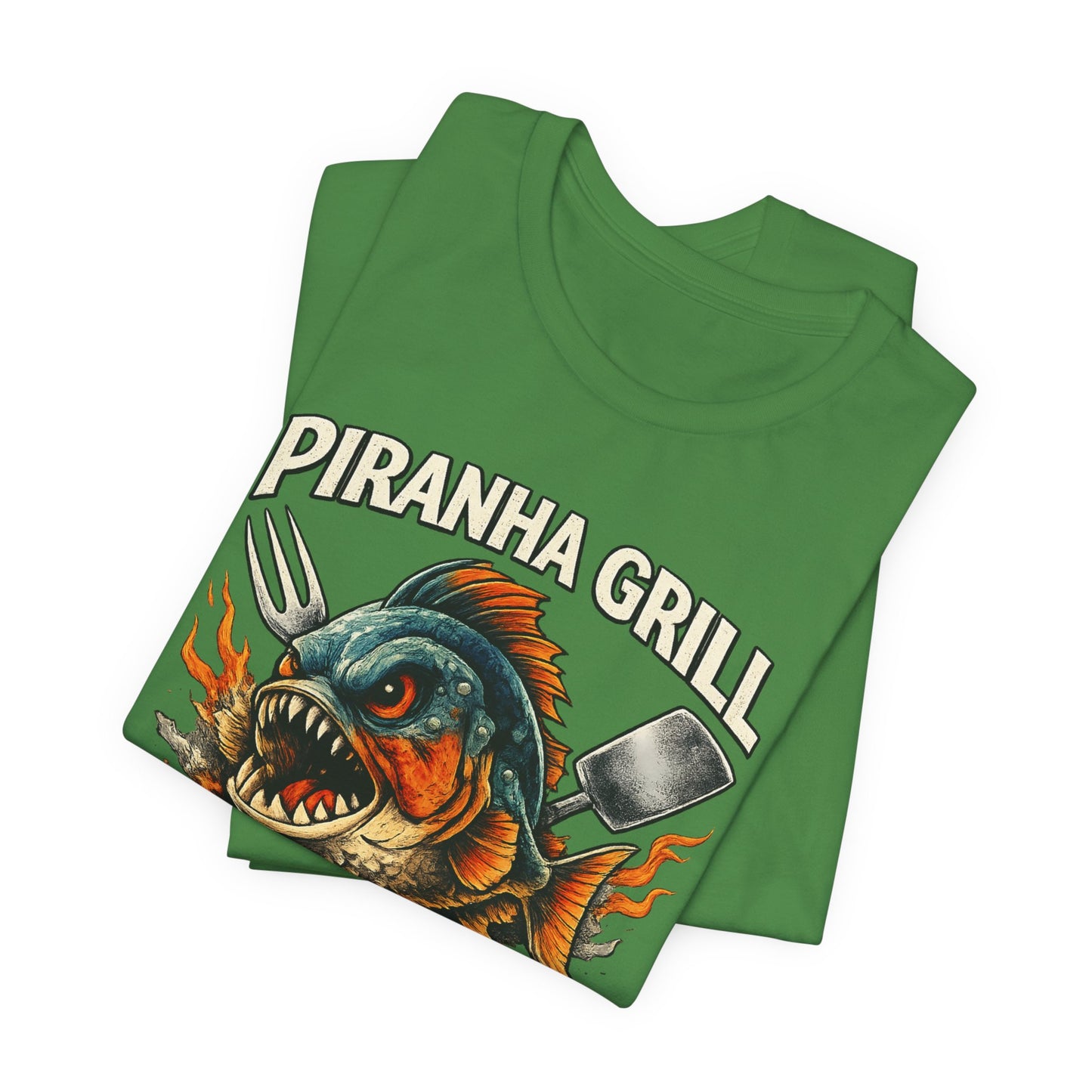 Piranha Grill T‑Shirt — 'Piranha Grill: Fixings for the Munchies' Retro BBQ Tee