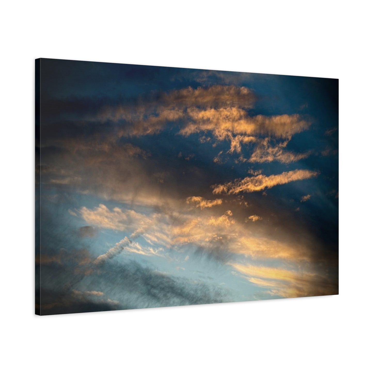 Sunset Clouds Matte Canvas Print — Dramatic Golden Sky Wall Art