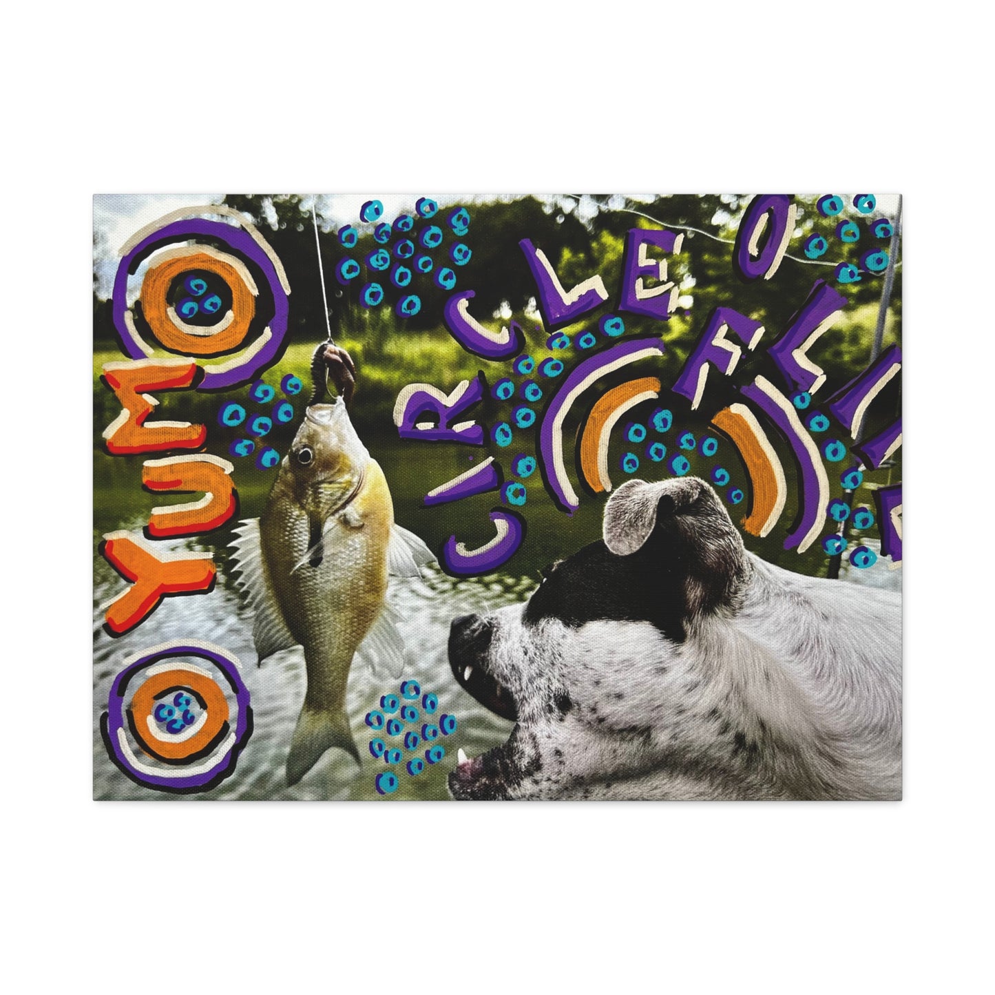 Fishing Dog Canvas Wall Art — Colorful 'You Go Catch It' Pop Art Print