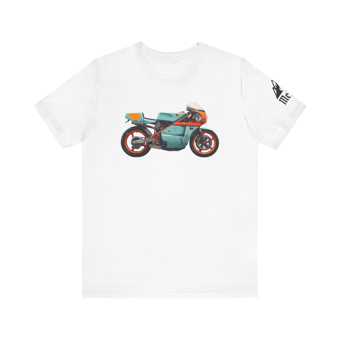 Vintage Cafe Racer Motorcycle T‑Shirt — Retro Teal Racing Bike Tee