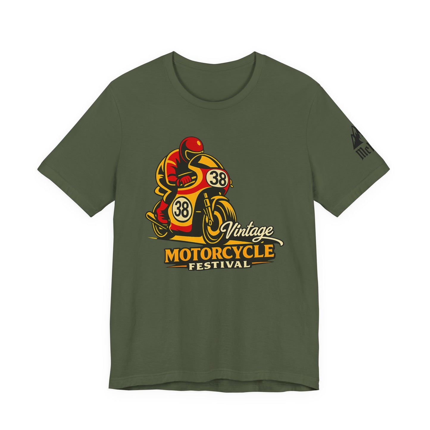 Motorcycle Racer Tee — Vintage Racing Graphic T-Shirt ("38")