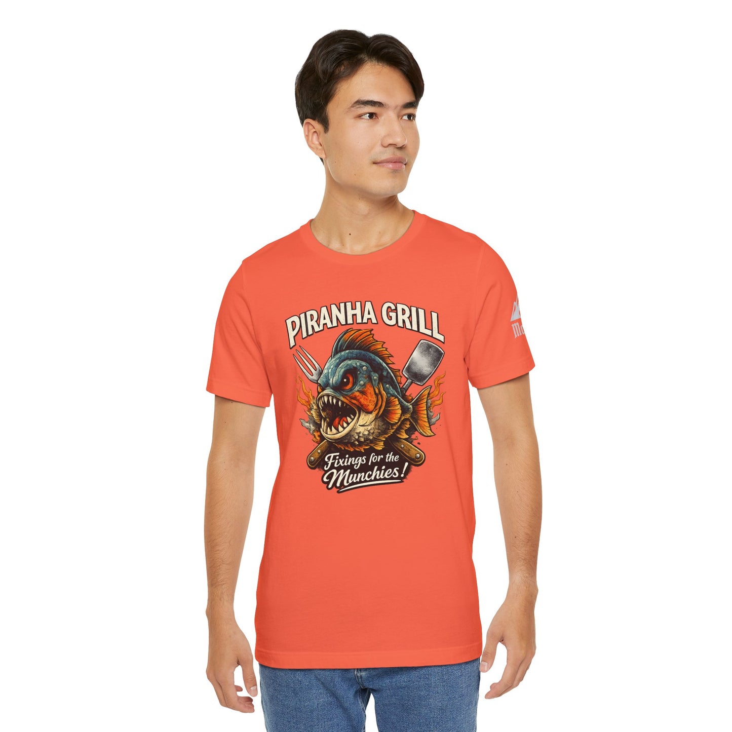 Piranha Grill T‑Shirt — 'Piranha Grill: Fixings for the Munchies' Retro BBQ Tee
