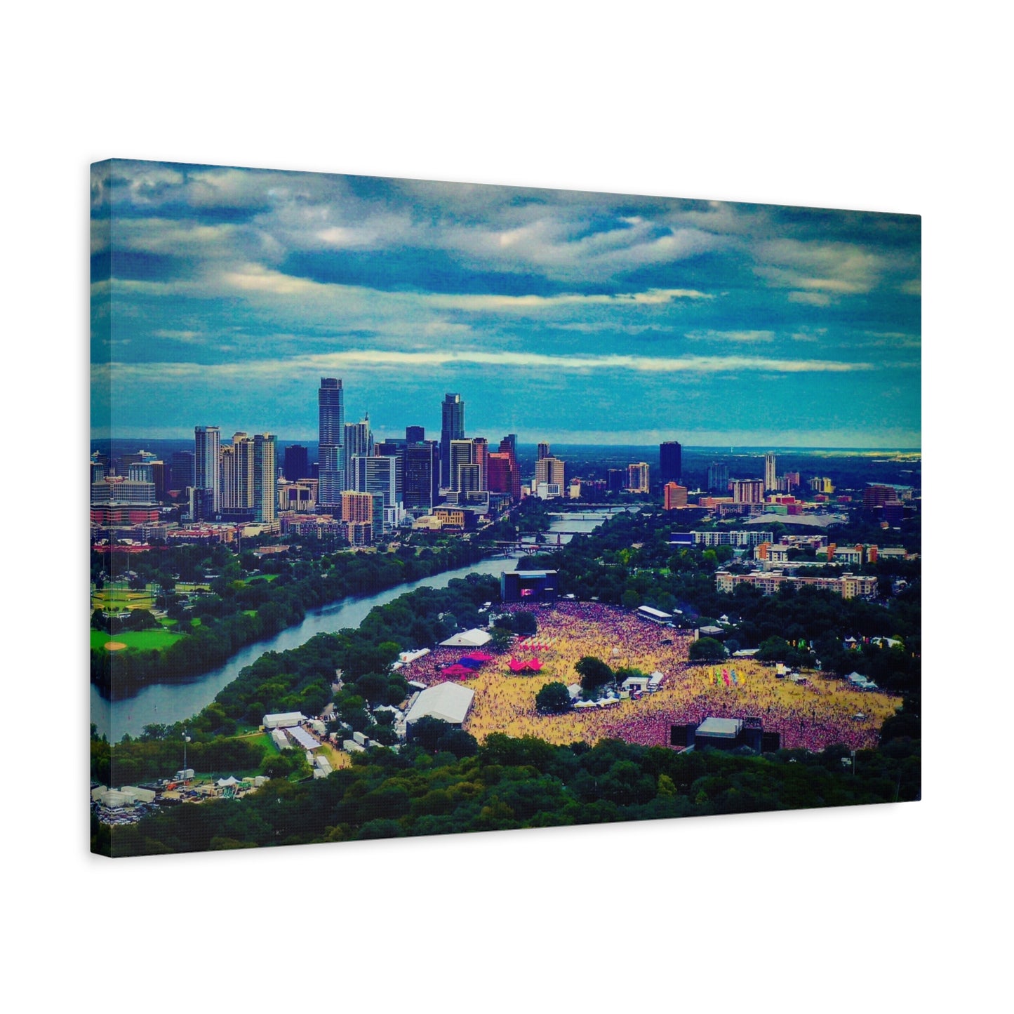 ACL Paul McCartney Concert Austin Skyline Canvas Print — Cityscape Wall Art of Downtown Austin & Zilker Park