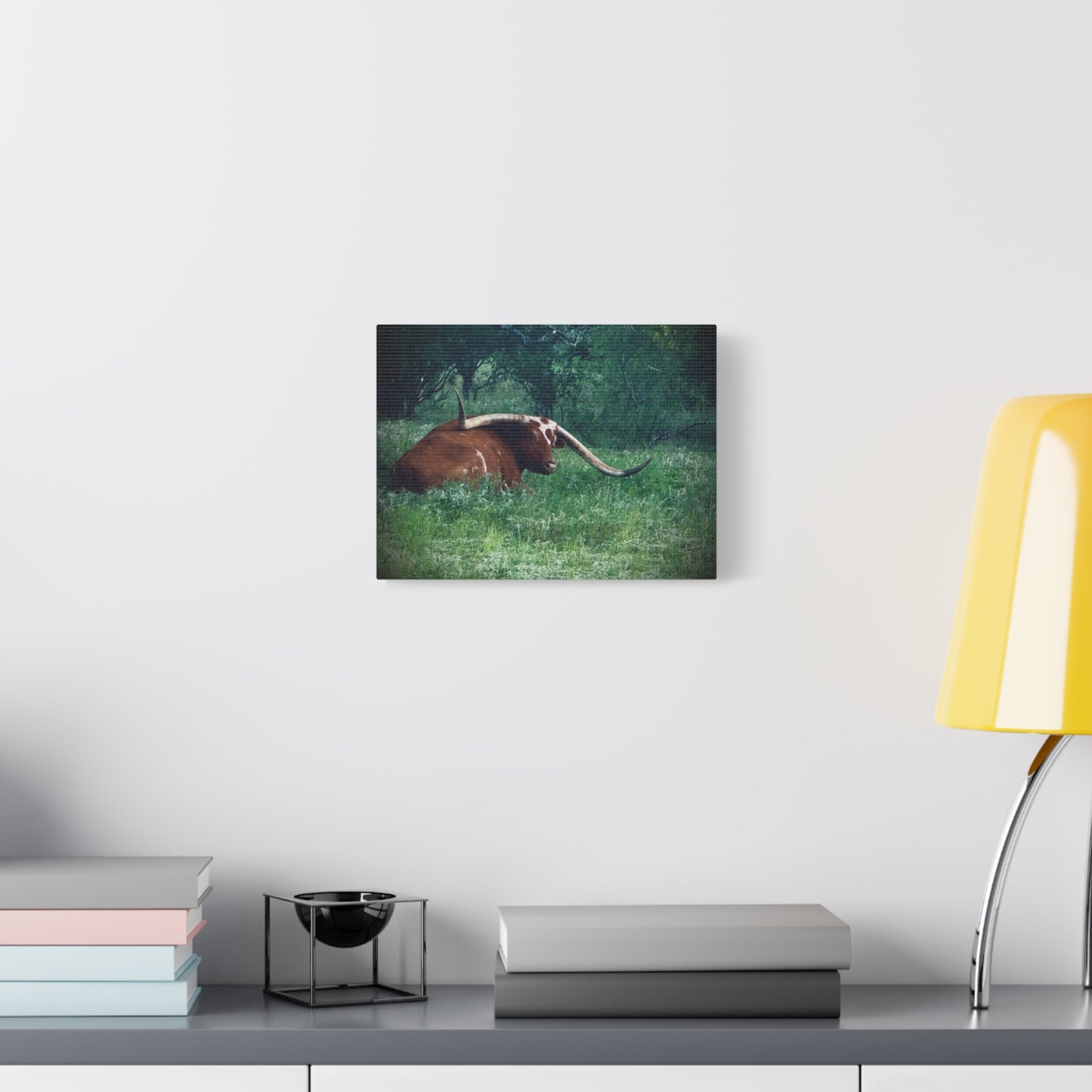 Longhorn Steer Canvas Print - Rustic Texas Ranch Wall Art