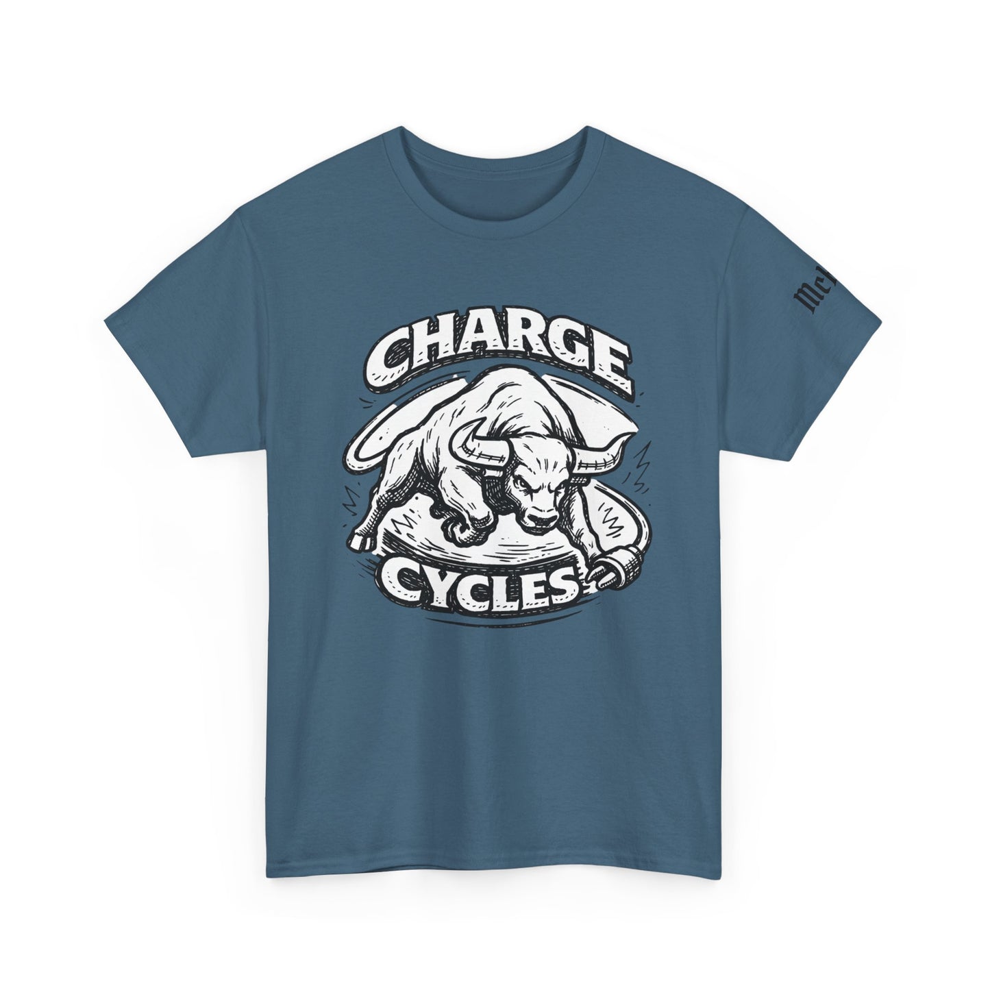 Charge Cycles Bull Graphic Tee — Motorcycle/Biker Vintage Logo T-Shirt