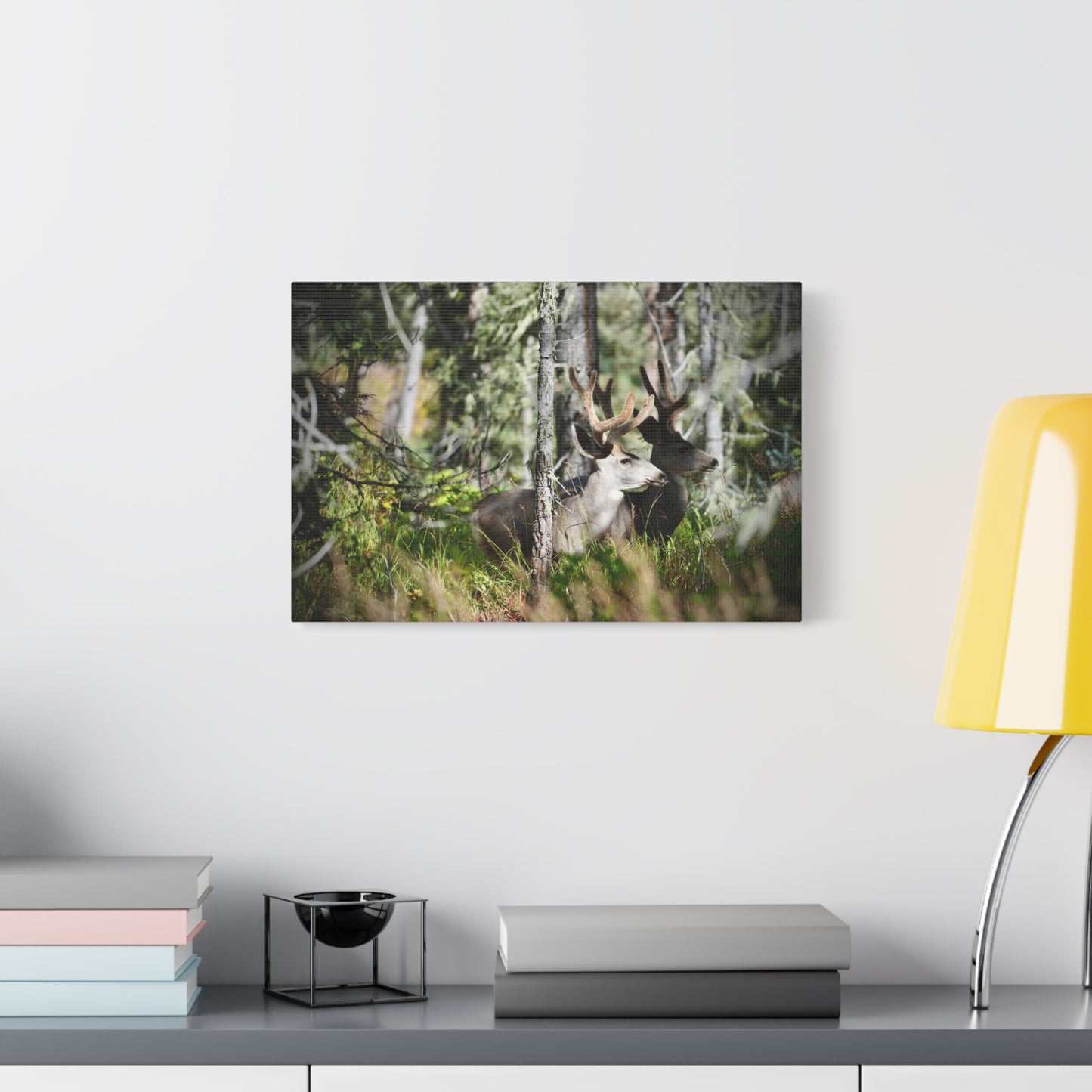 Deer in Woodland Matte Canvas Print — Stretched 1.25"