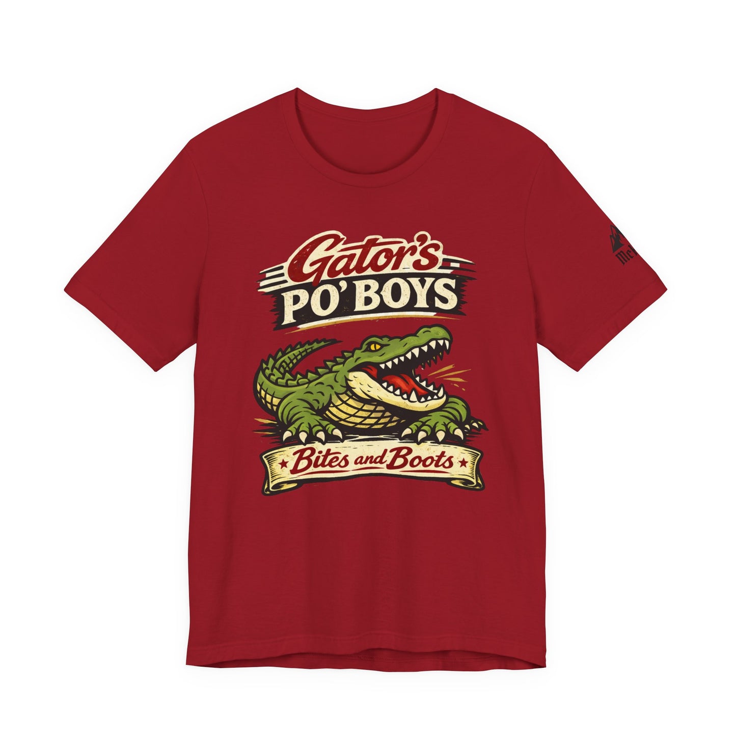 Gator's Po'Boys 'Bites and Boots' Graphic Tee - Cajun Alligator Restaurant Shirt