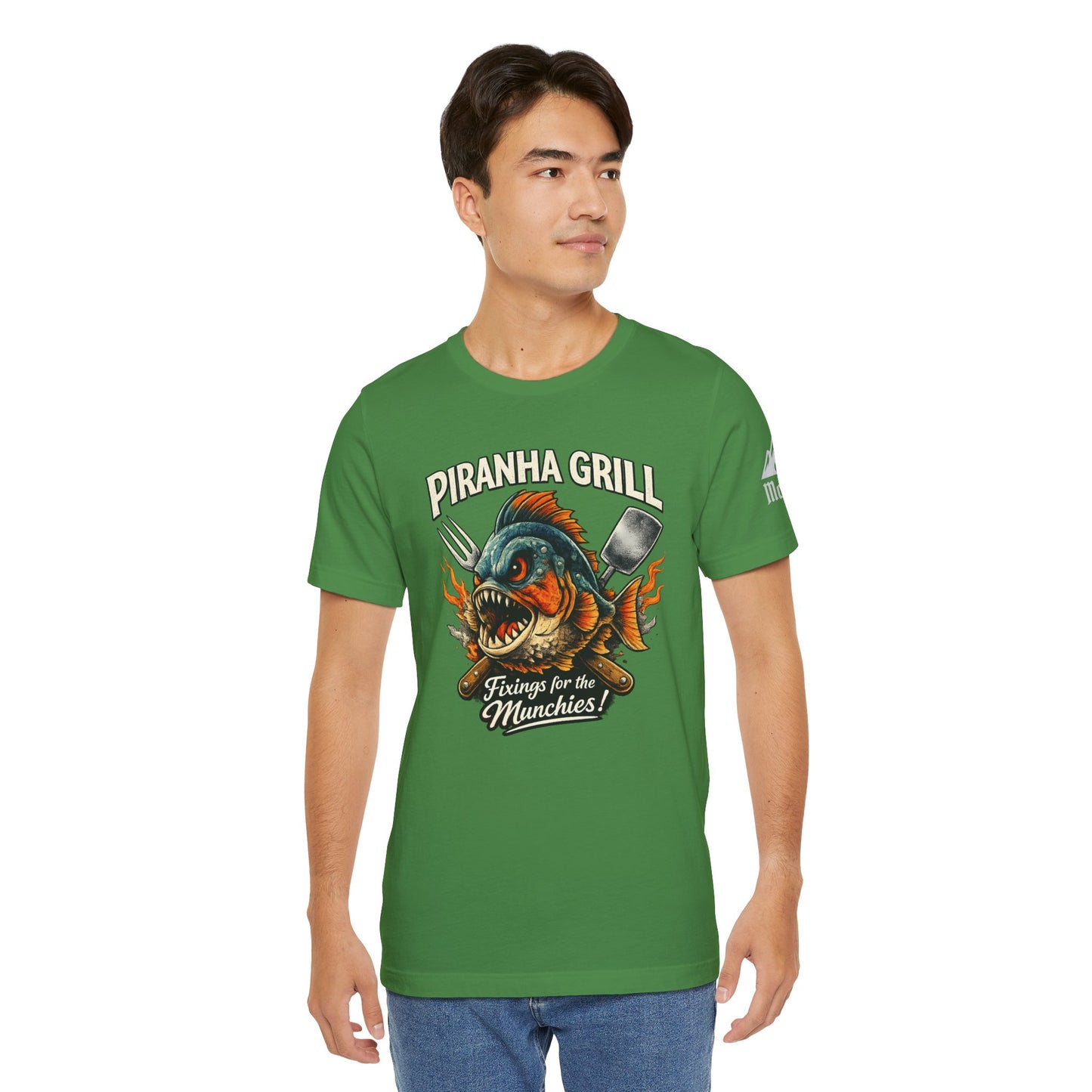 Piranha Grill T‑Shirt — 'Piranha Grill: Fixings for the Munchies' Retro BBQ Tee