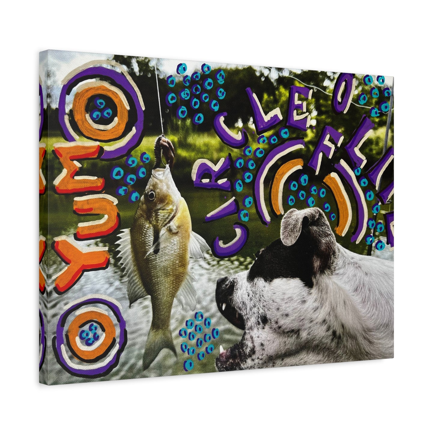 Fishing Dog Canvas Wall Art — Colorful 'You Go Catch It' Pop Art Print