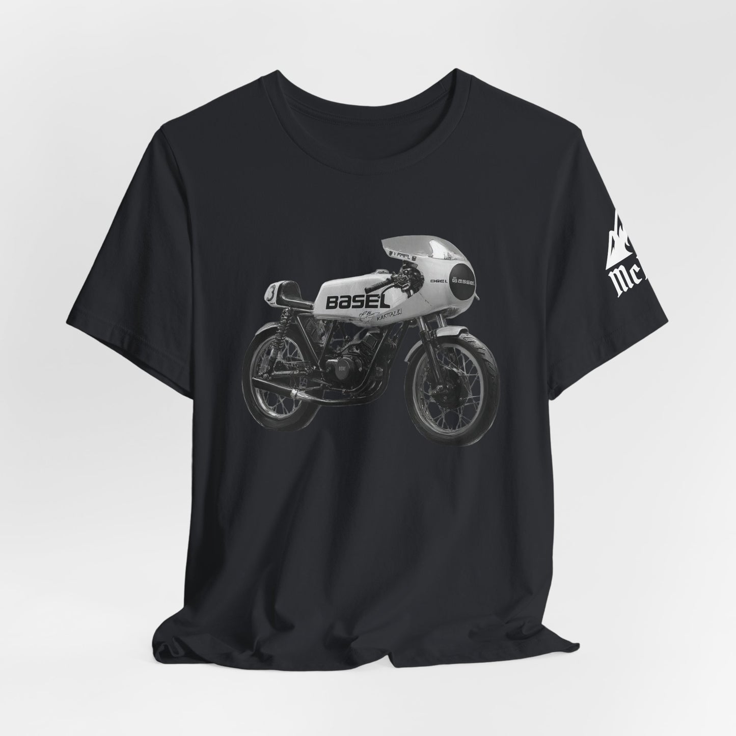 Vintage Café Racer Motorcycle T‑Shirt — 'Basel' Retro Bike Graphic