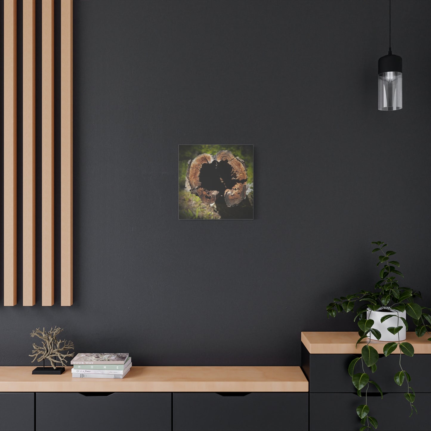 Heartwood Log Photo Canvas — Rustic Nature Wall Art