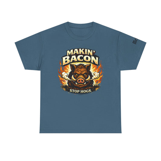 T‑Shirt — "Makin' Bacon" Fiery Wild Boar Graphic Tee (Stop Hogs)
