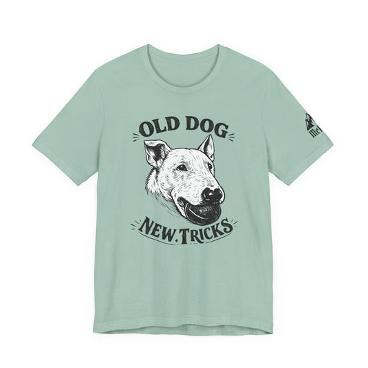 Old Dog, New Tricks T‑Shirt — Vintage Bull Terrier Graphic Tee for Dog Lovers