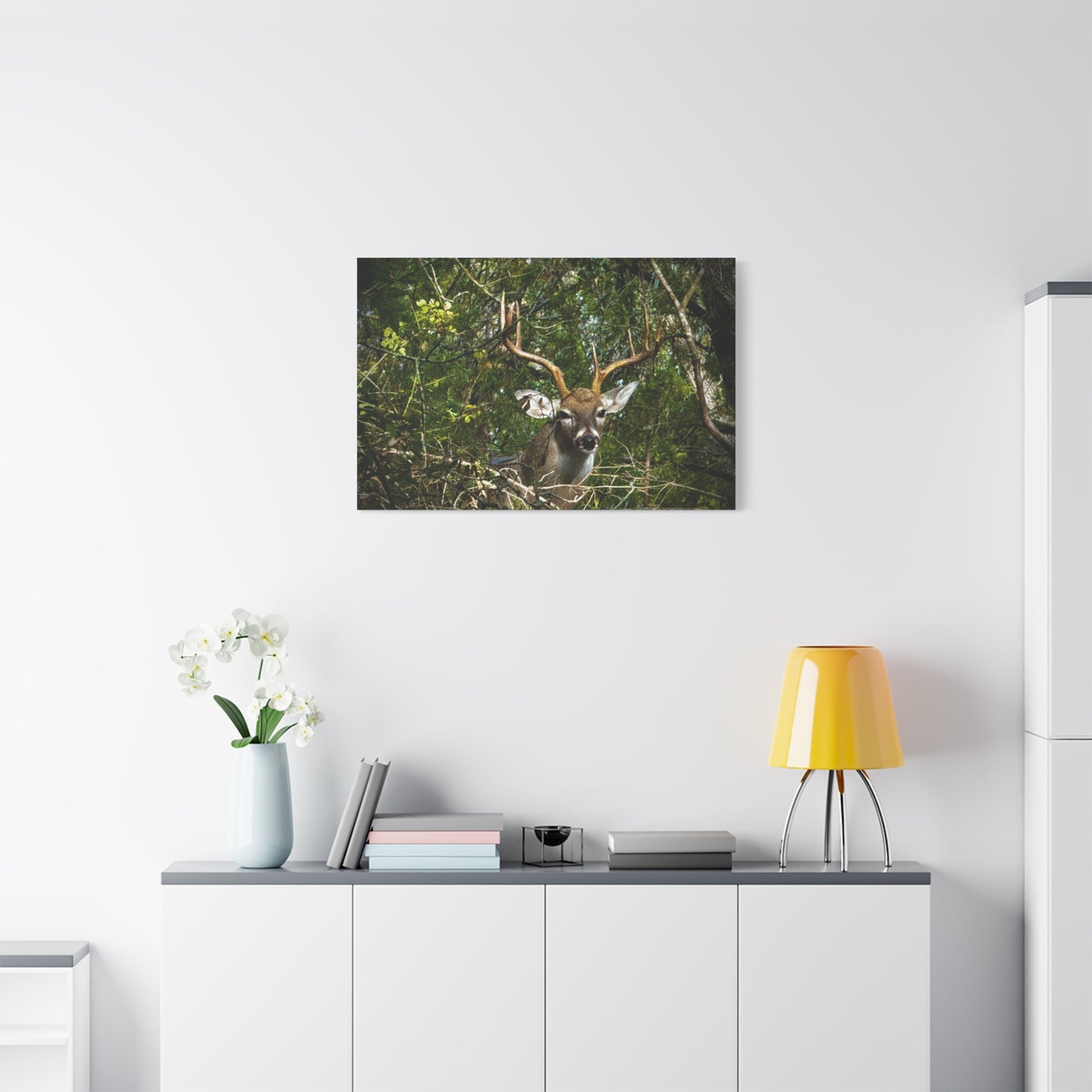 Deer in Forest Matte Canvas Wall Art — Stretched Nature Wildlife Print