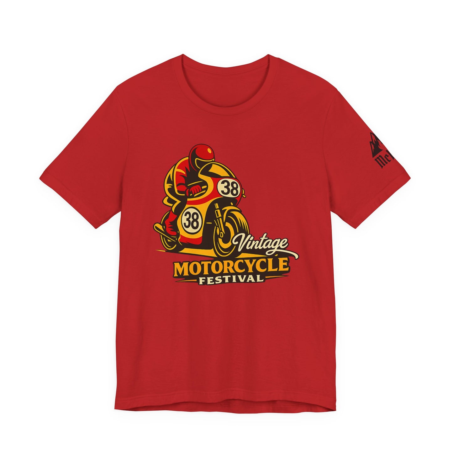 Motorcycle Racer Tee — Vintage Racing Graphic T-Shirt ("38")