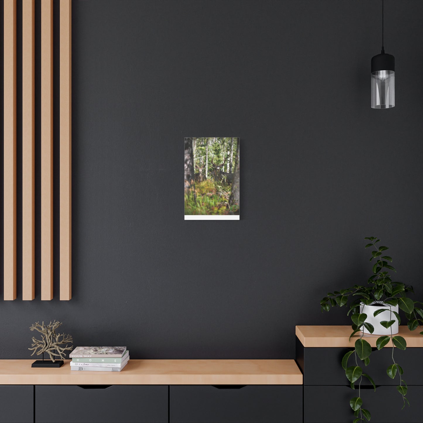 Deer in Forest Matte Canvas Print — Stretched Woodland Wildlife Wall Art