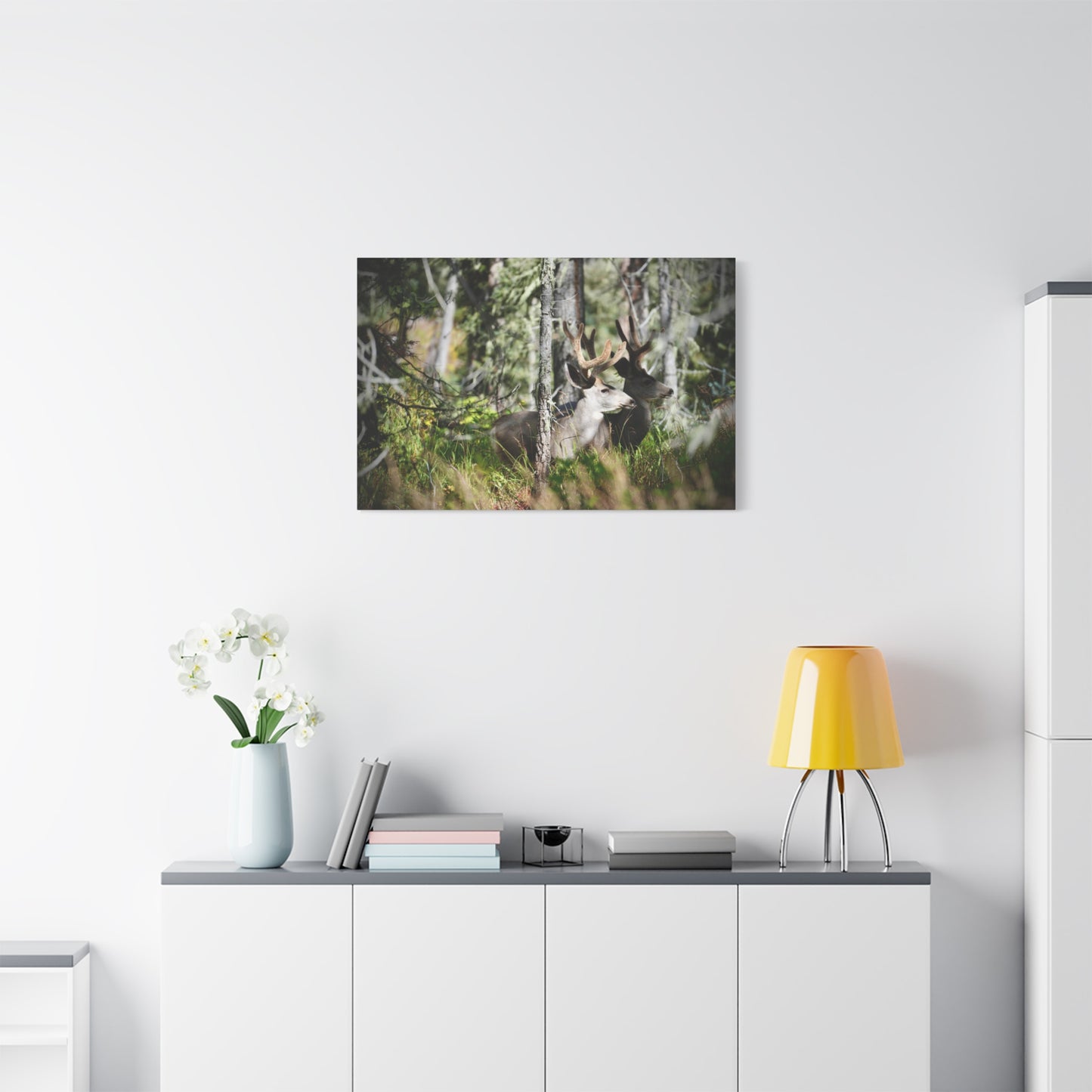 Deer in Woodland Matte Canvas Print — Stretched 1.25"