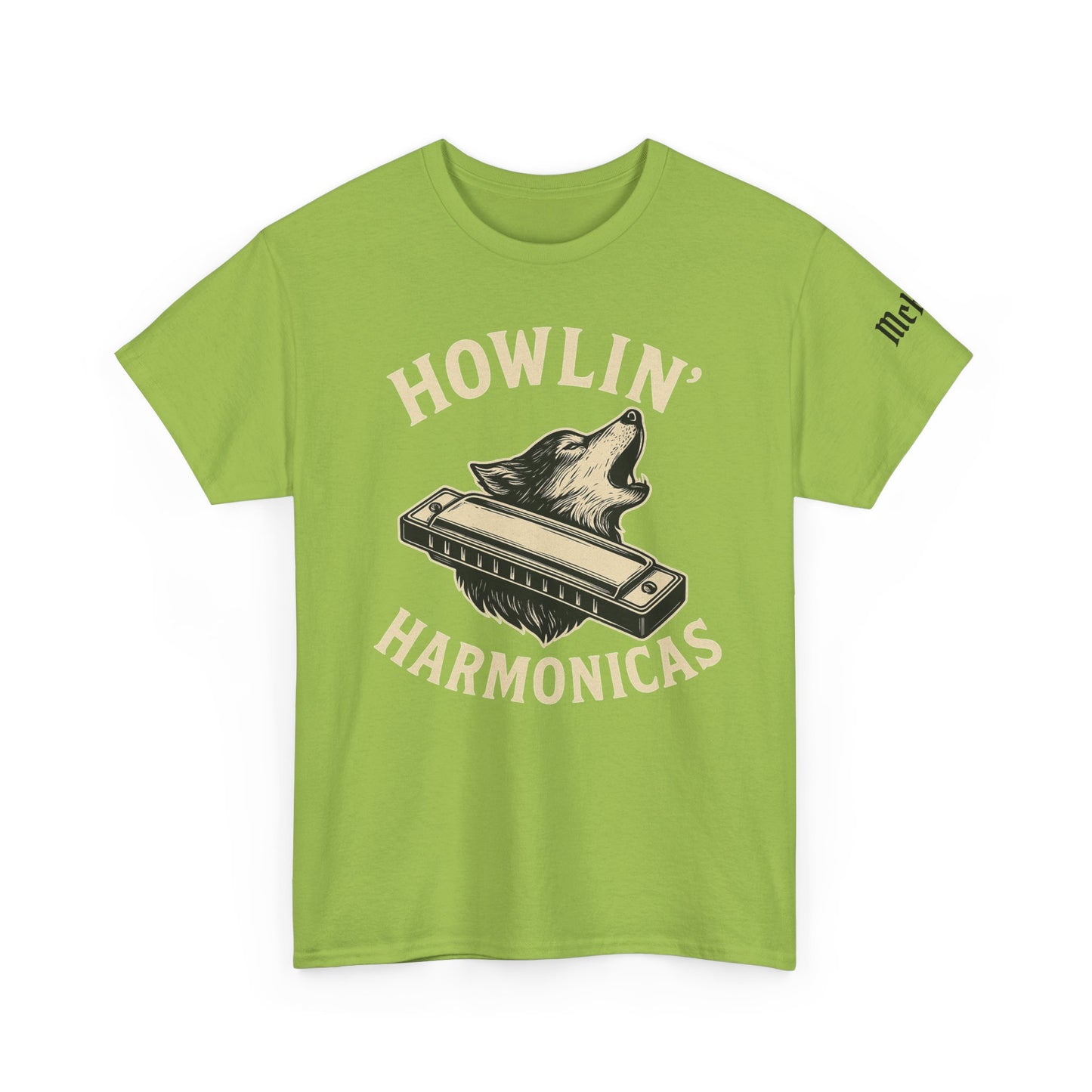 Howlin' Harmonicas T-Shirt — Vintage Wolf & Harmonica Music Tee