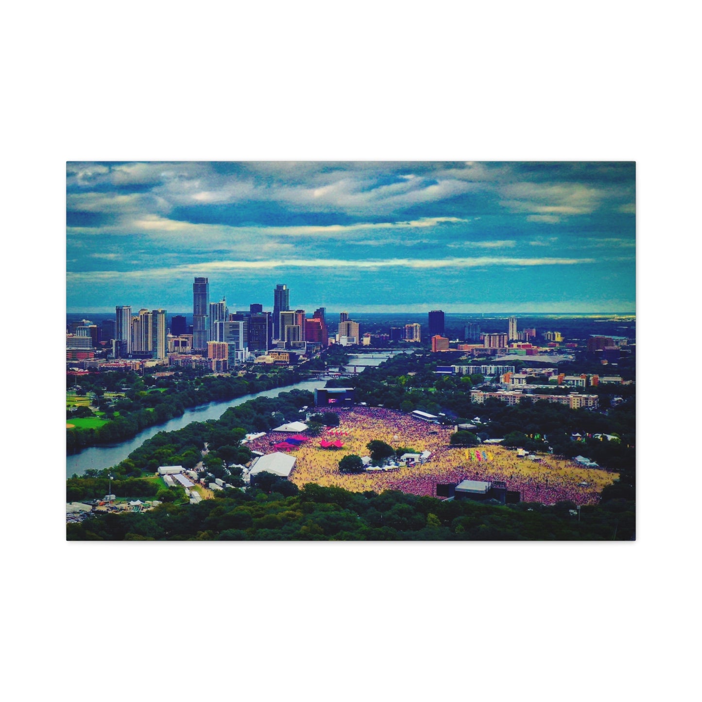 ACL Paul McCartney Concert Austin Skyline Canvas Print — Cityscape Wall Art of Downtown Austin & Zilker Park