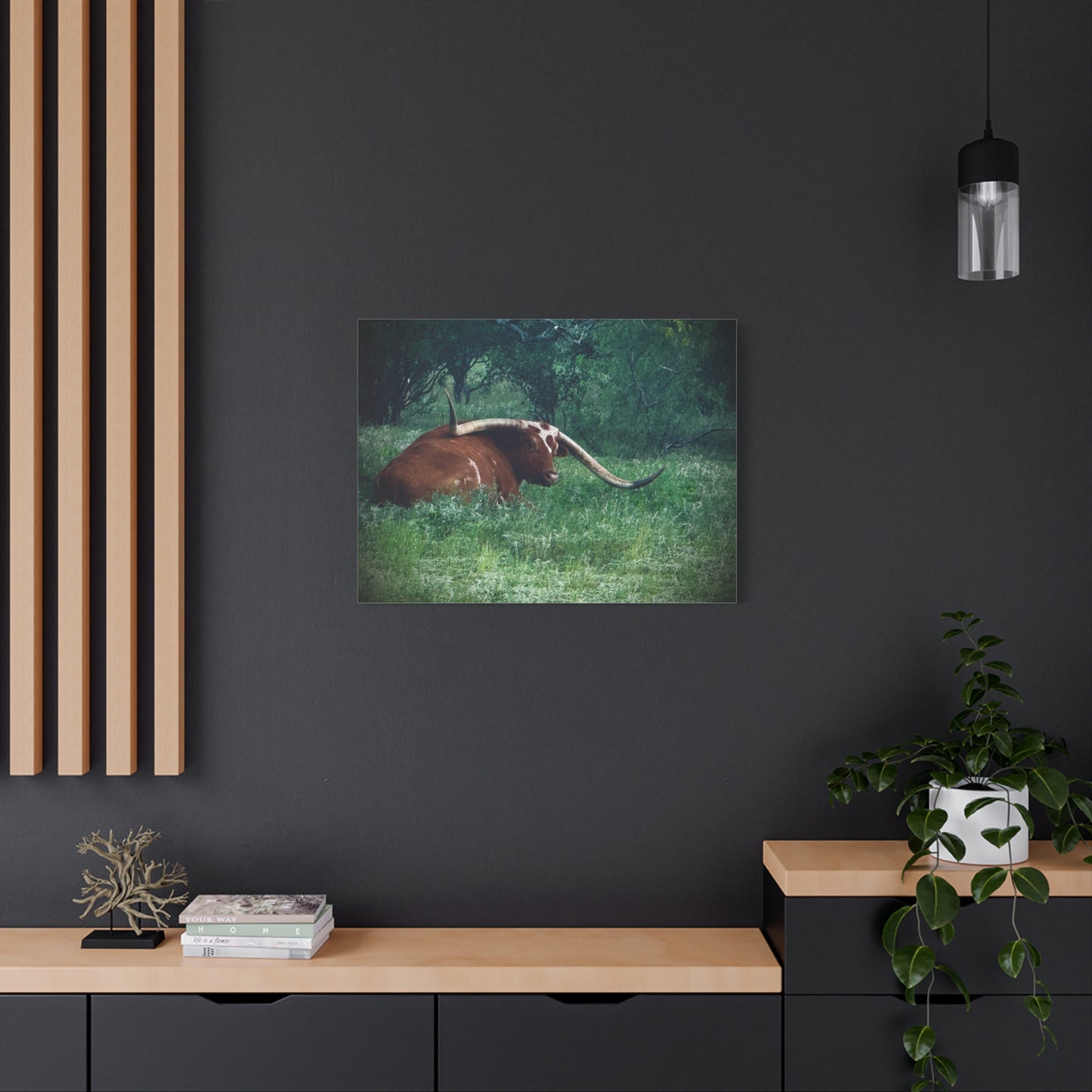 Longhorn Steer Canvas Print - Rustic Texas Ranch Wall Art
