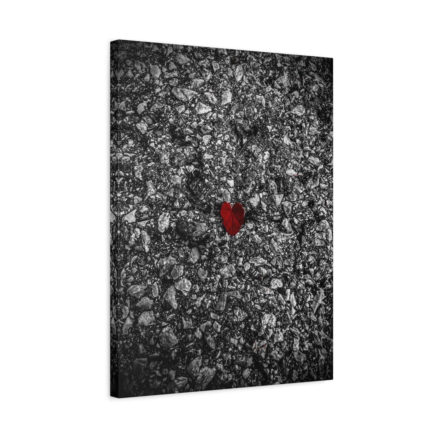 Canvas Wall Art — Red Heart on Asphalt Minimalist Print