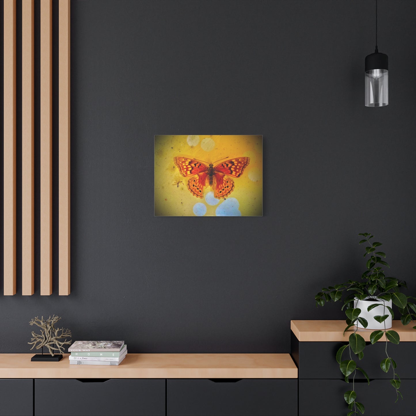 Orange Butterfly Matte Canvas Wall Art — Vibrant Vintage-Inspired Nature Print