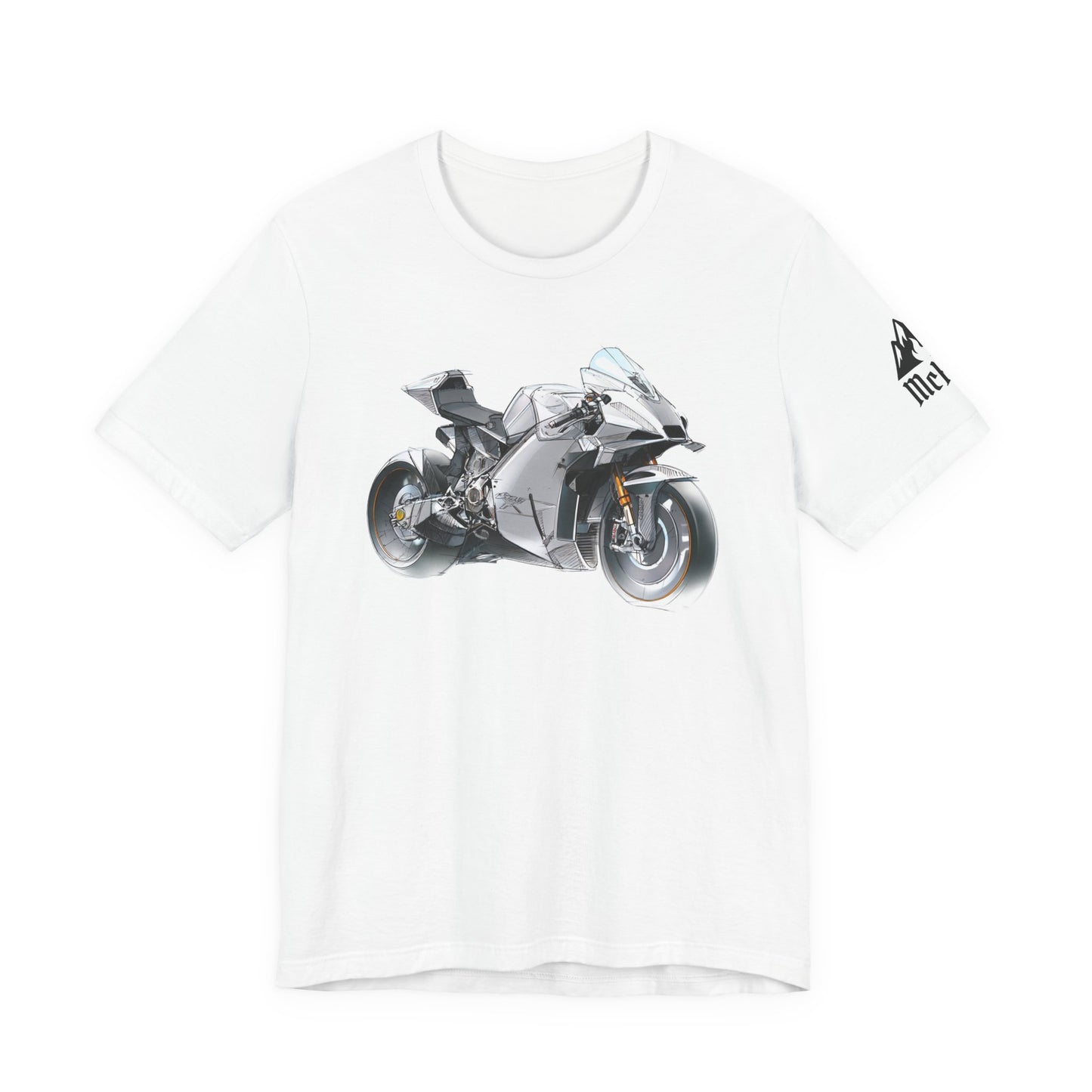 Sportsbike Graphic Tee — Silver Superbike Design