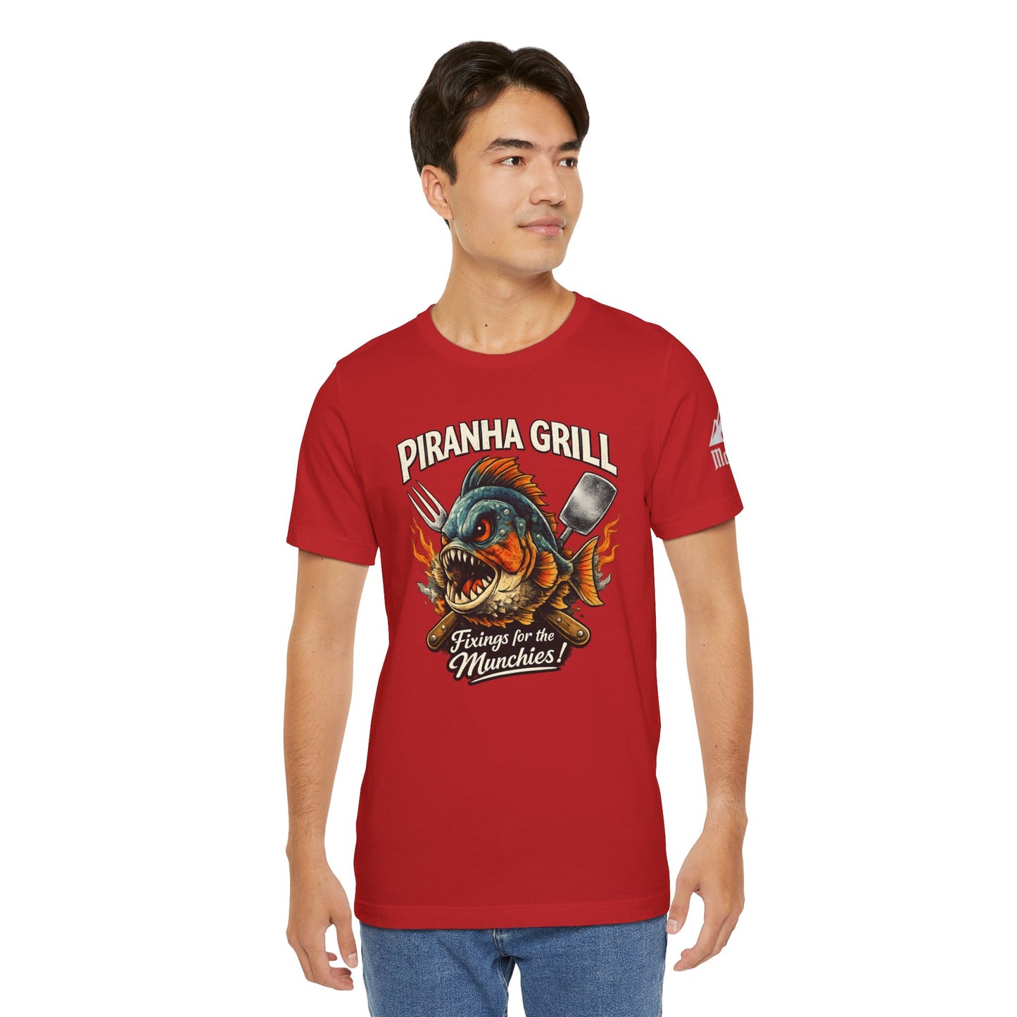 Piranha Grill T‑Shirt — 'Piranha Grill: Fixings for the Munchies' Retro BBQ Tee