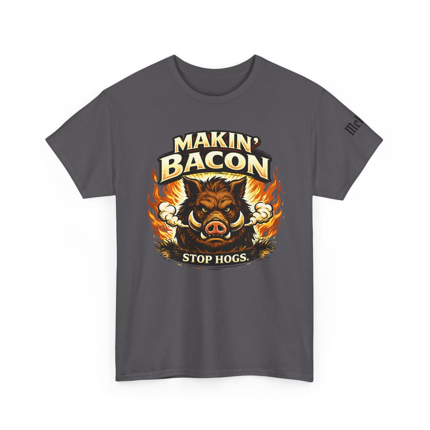 T‑Shirt — "Makin' Bacon" Fiery Wild Boar Graphic Tee (Stop Hogs)