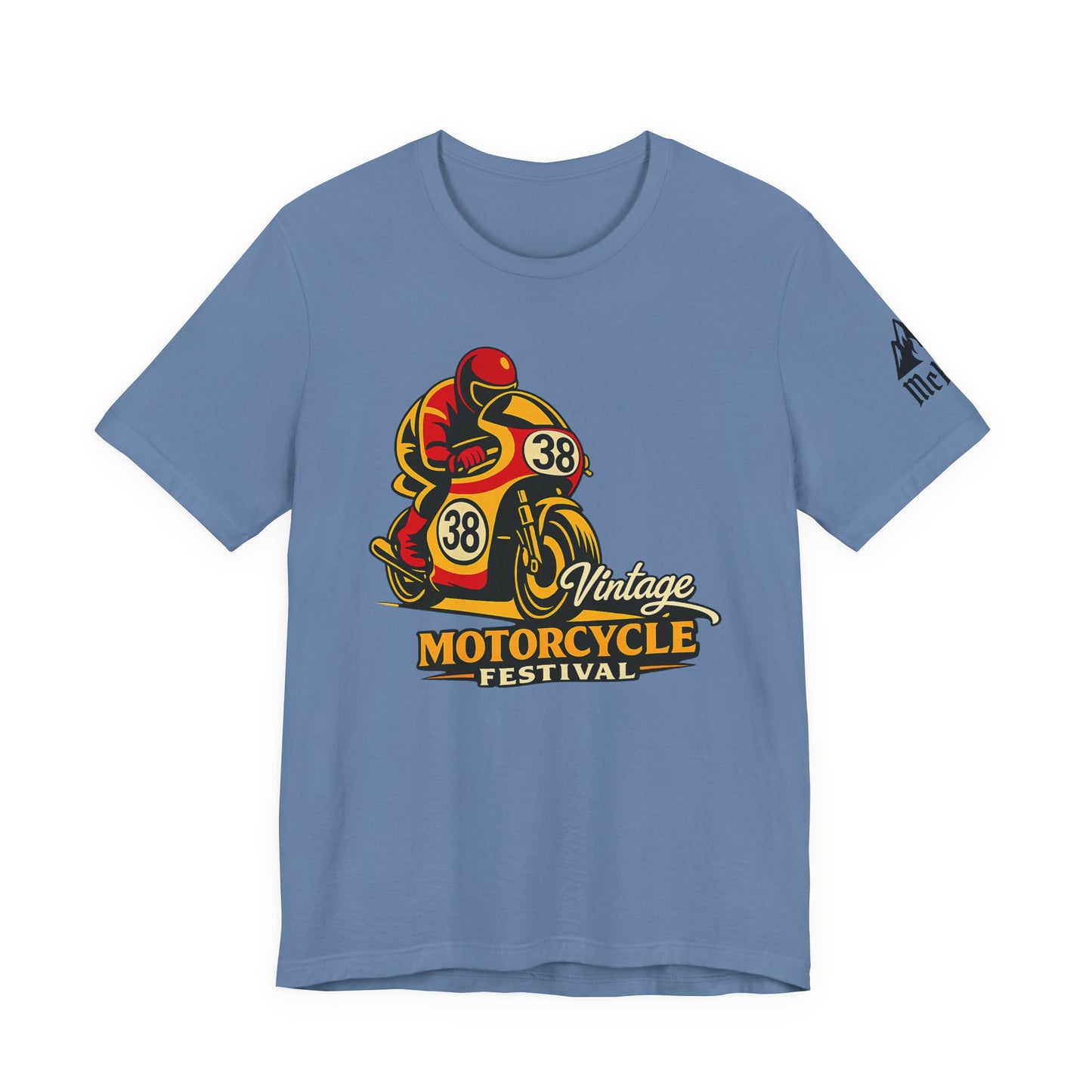Motorcycle Racer Tee — Vintage Racing Graphic T-Shirt ("38")