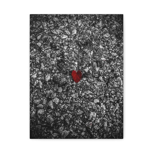 Canvas Wall Art — Red Heart on Asphalt Minimalist Print