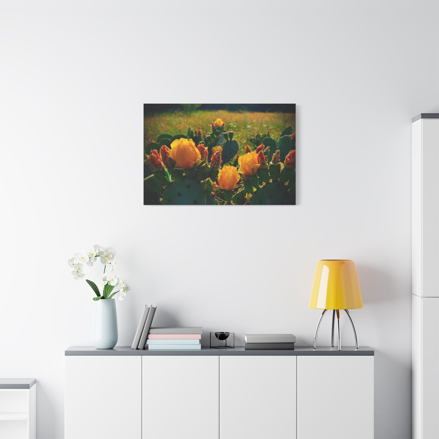 Prickly Pear Cactus Bloom Matte Canvas Print — Stretched Wall Art