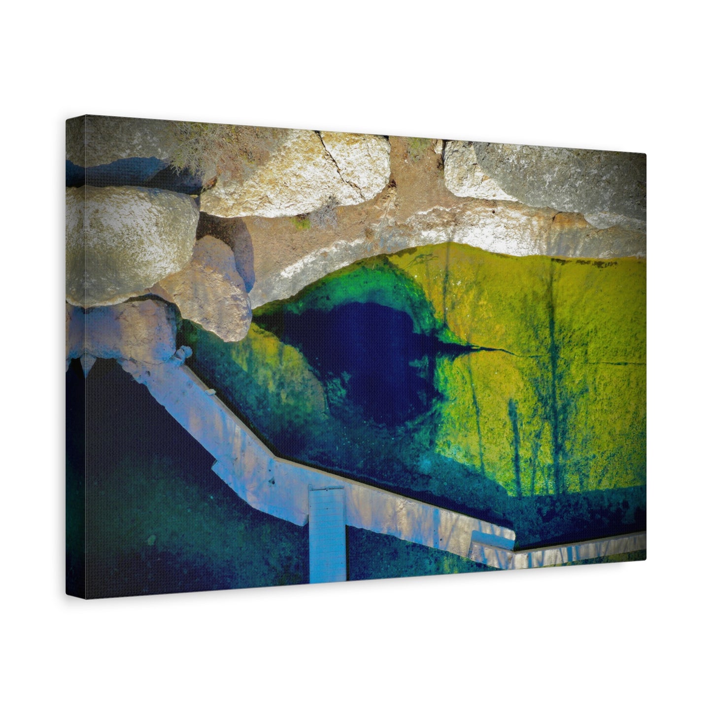 Jacob’s Well Texas Reflection Matte Canvas Art - Surreal Green & Blue Landscape, Stretched 1.25"