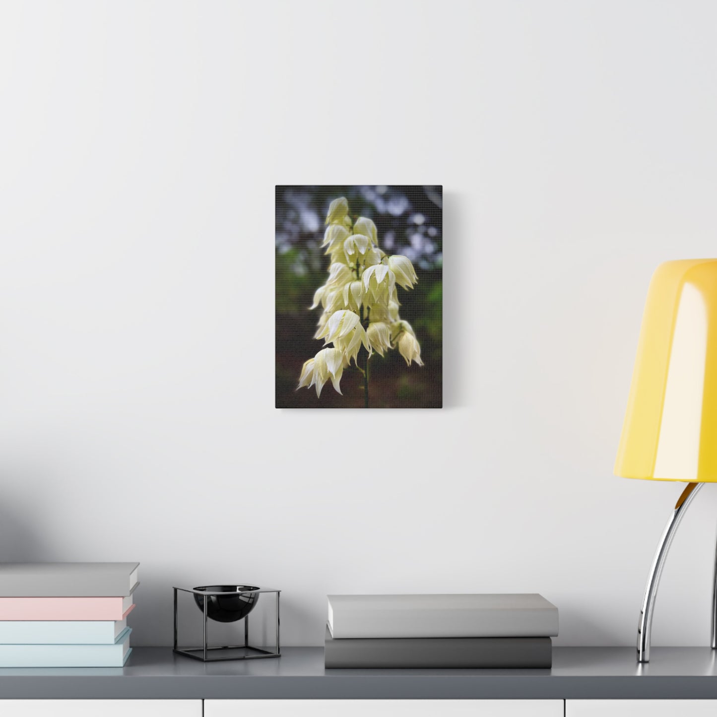 White Yucca Blossom Matte Canvas Wall Art — Stretched Floral Photography Print