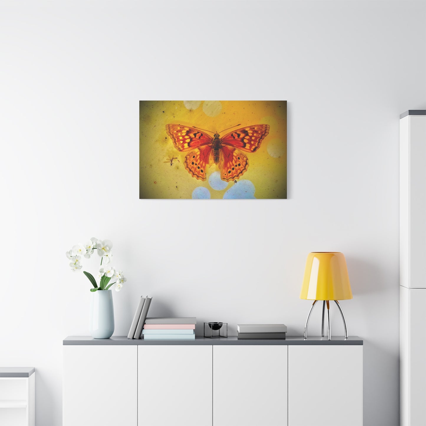 Orange Butterfly Matte Canvas Wall Art — Vibrant Vintage-Inspired Nature Print