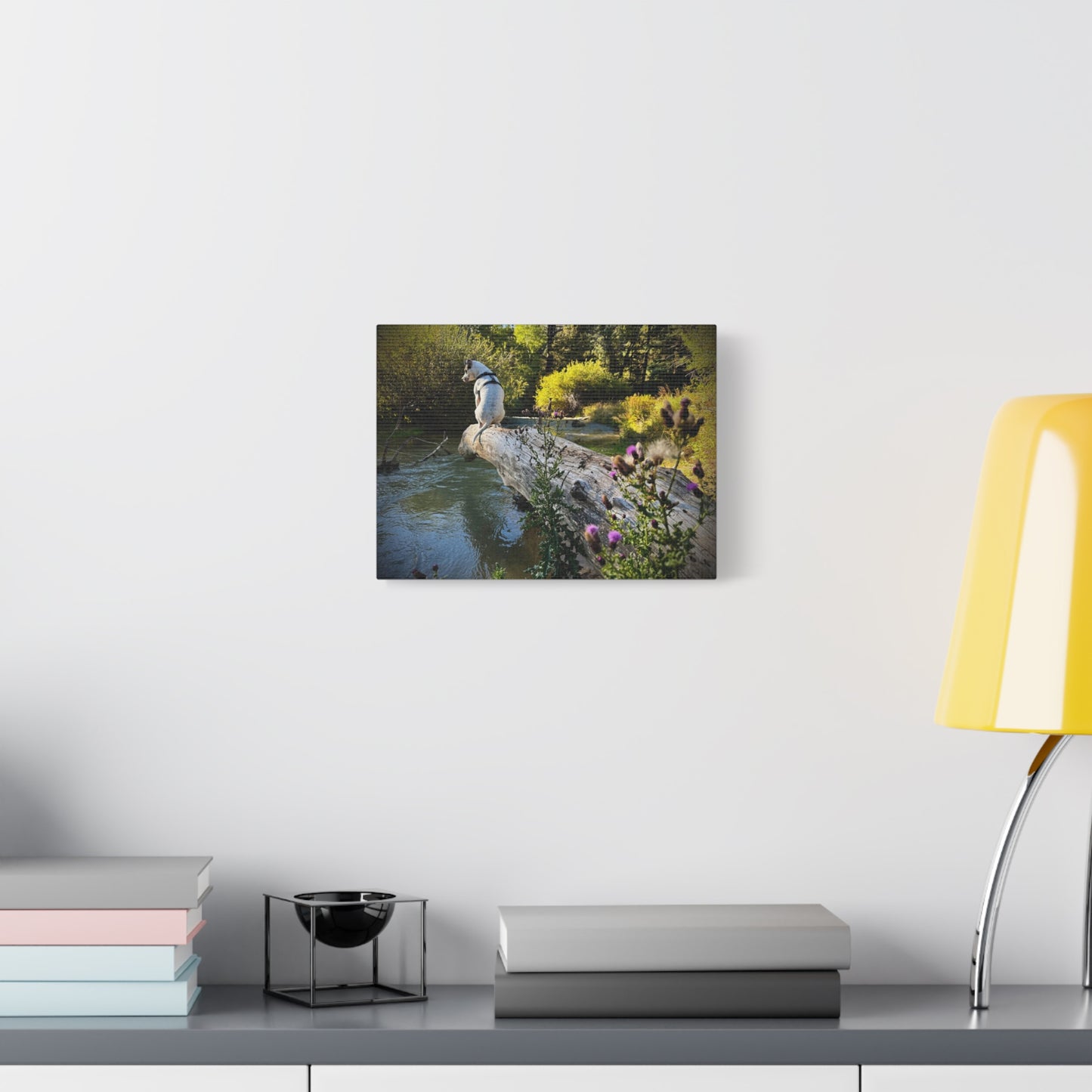 Scenic River Dog - Manxy - Canvas Print — Matte Stretched Wall Art