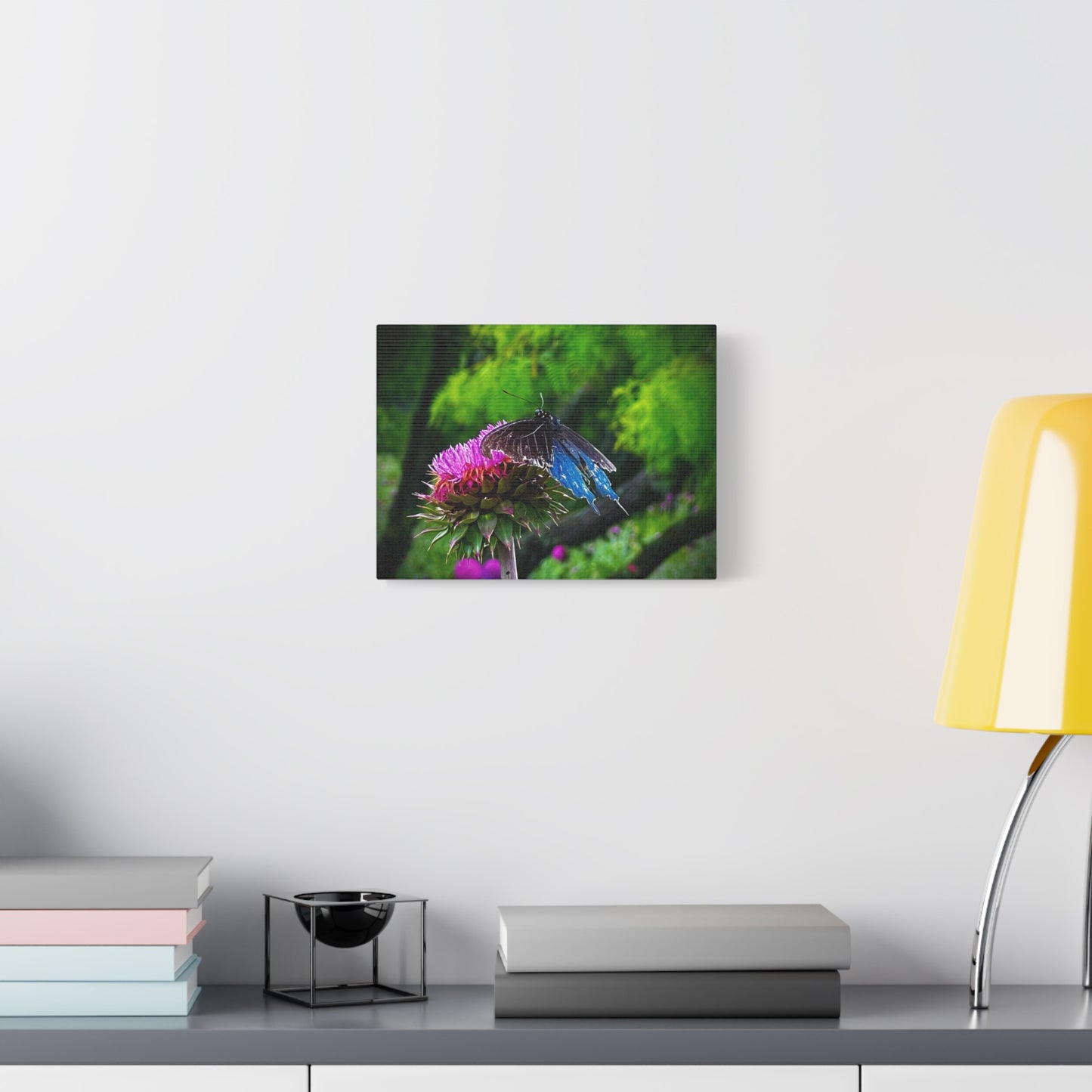 Blue Swallowtail on Thistle — Matte Stretched Canvas Wall Art