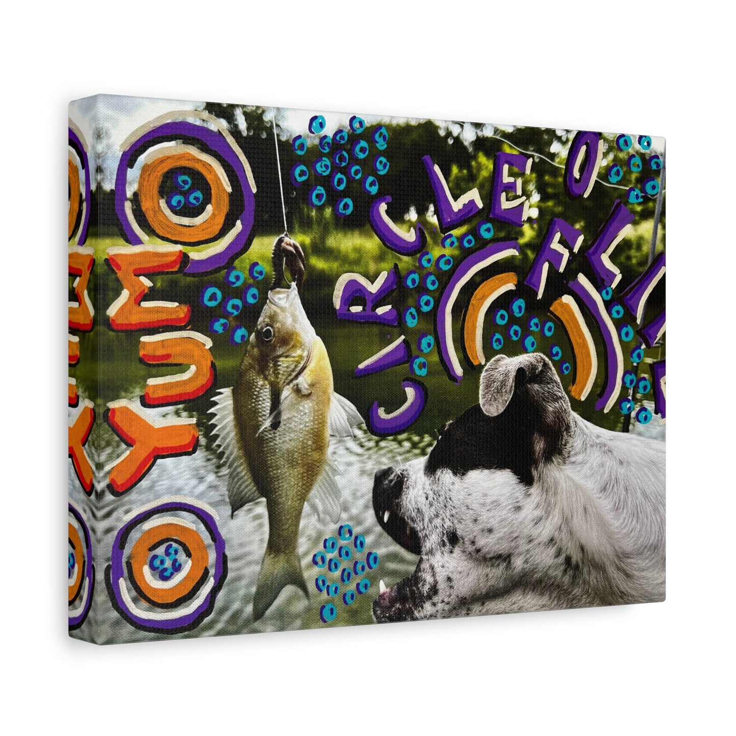 Fishing Dog Canvas Wall Art — Colorful 'You Go Catch It' Pop Art Print