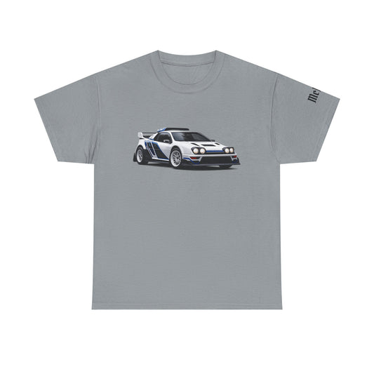 Rally Car Graphic Tee — Retro White Lancia Racing Shirt