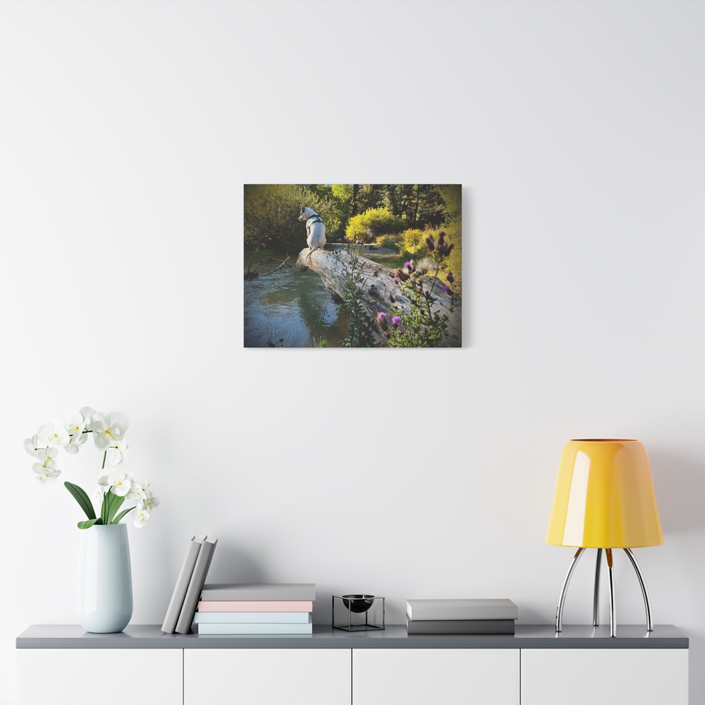 Scenic River Dog - Manxy - Canvas Print — Matte Stretched Wall Art