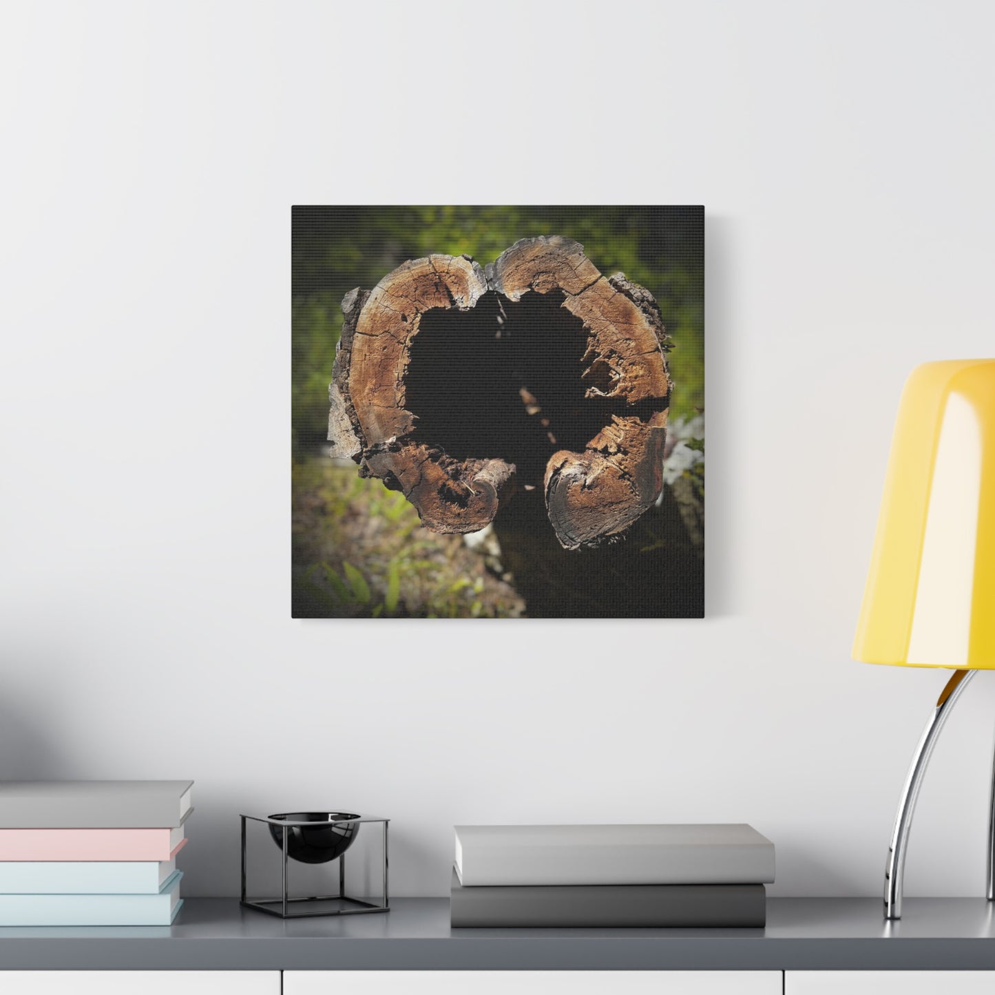 Heartwood Log Photo Canvas — Rustic Nature Wall Art