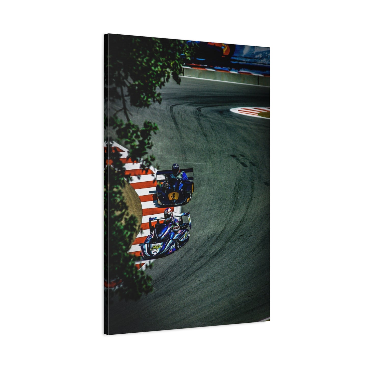 Motorcycle Racing Canvas Print — Grand Prix Track Corner Photograph (Matte Stretched)