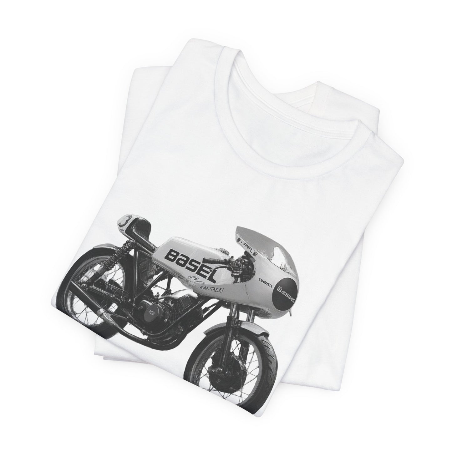 Vintage Café Racer Motorcycle T‑Shirt — 'Basel' Retro Bike Graphic