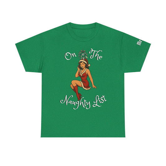 On the Naughty List Pin-Up T-Shirt — Retro Christmas Vintage Pinup Tee