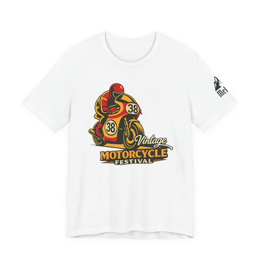 Motorcycle Racer Tee — Vintage Racing Graphic T-Shirt ("38")
