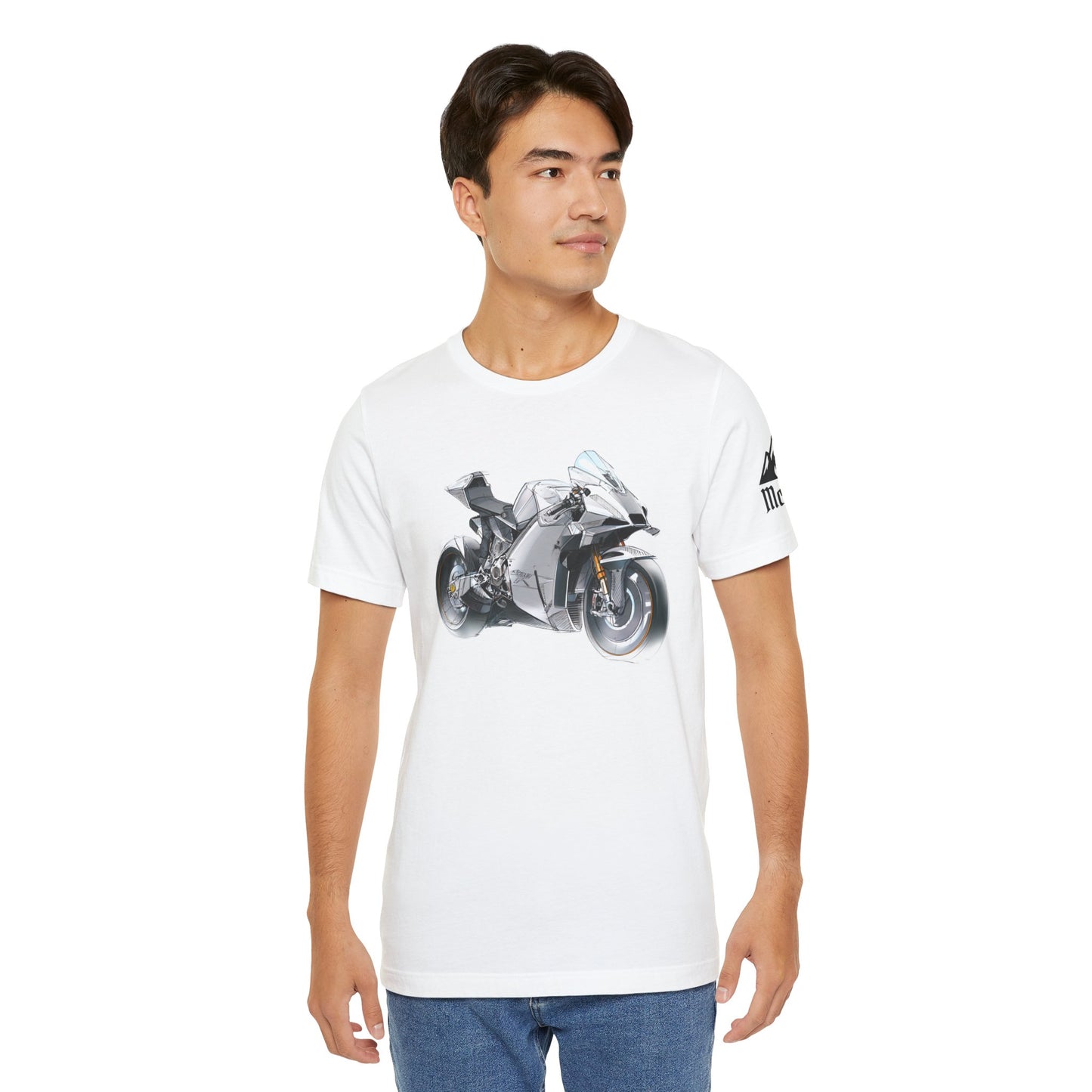 Sportsbike Graphic Tee — Silver Superbike Design