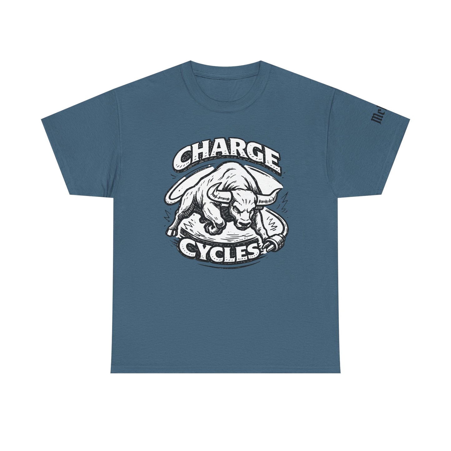 Charge Cycles Bull Graphic Tee — Motorcycle/Biker Vintage Logo T-Shirt