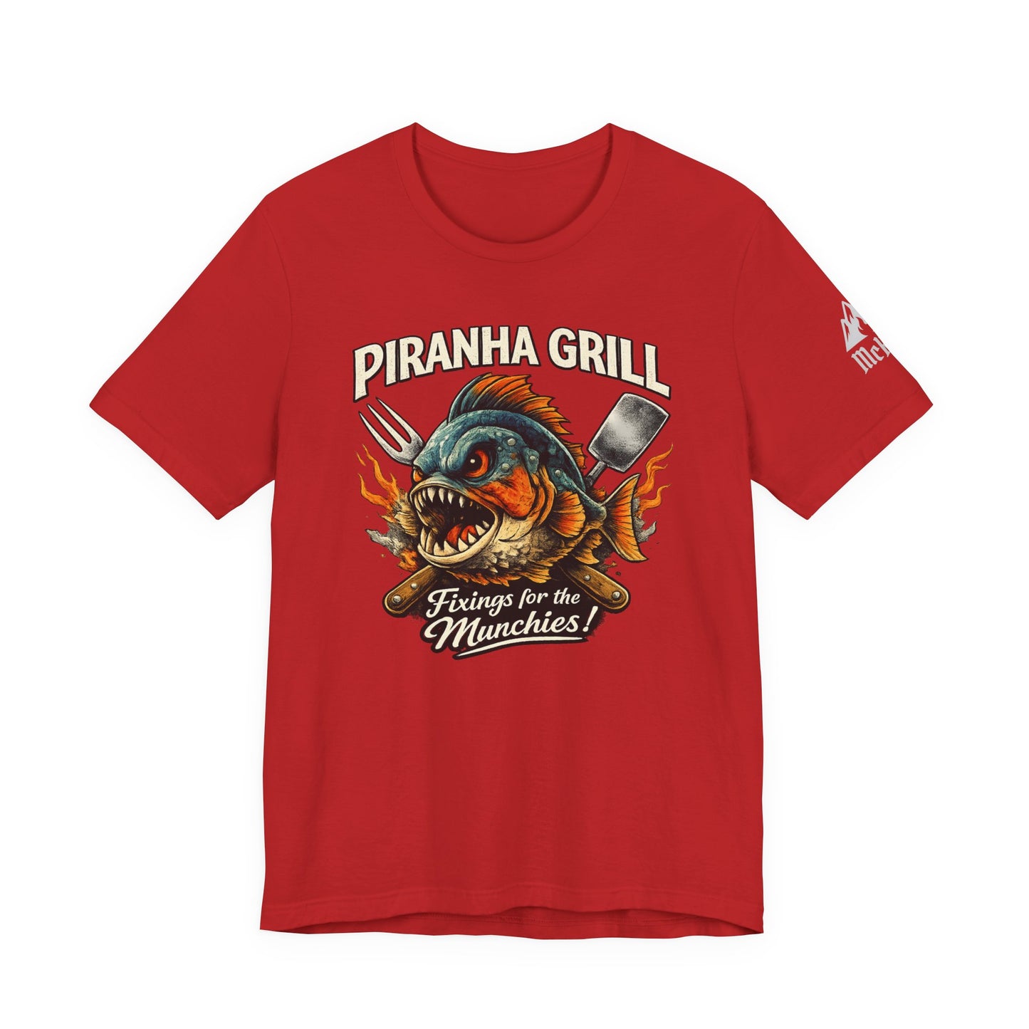 Piranha Grill T‑Shirt — 'Piranha Grill: Fixings for the Munchies' Retro BBQ Tee