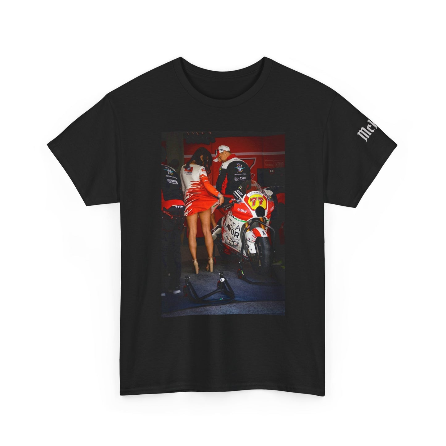 Racing Pit Girl MV Agusta MotoGP Graphic Tee — Vintage Motorcycle Photo T-Shirt