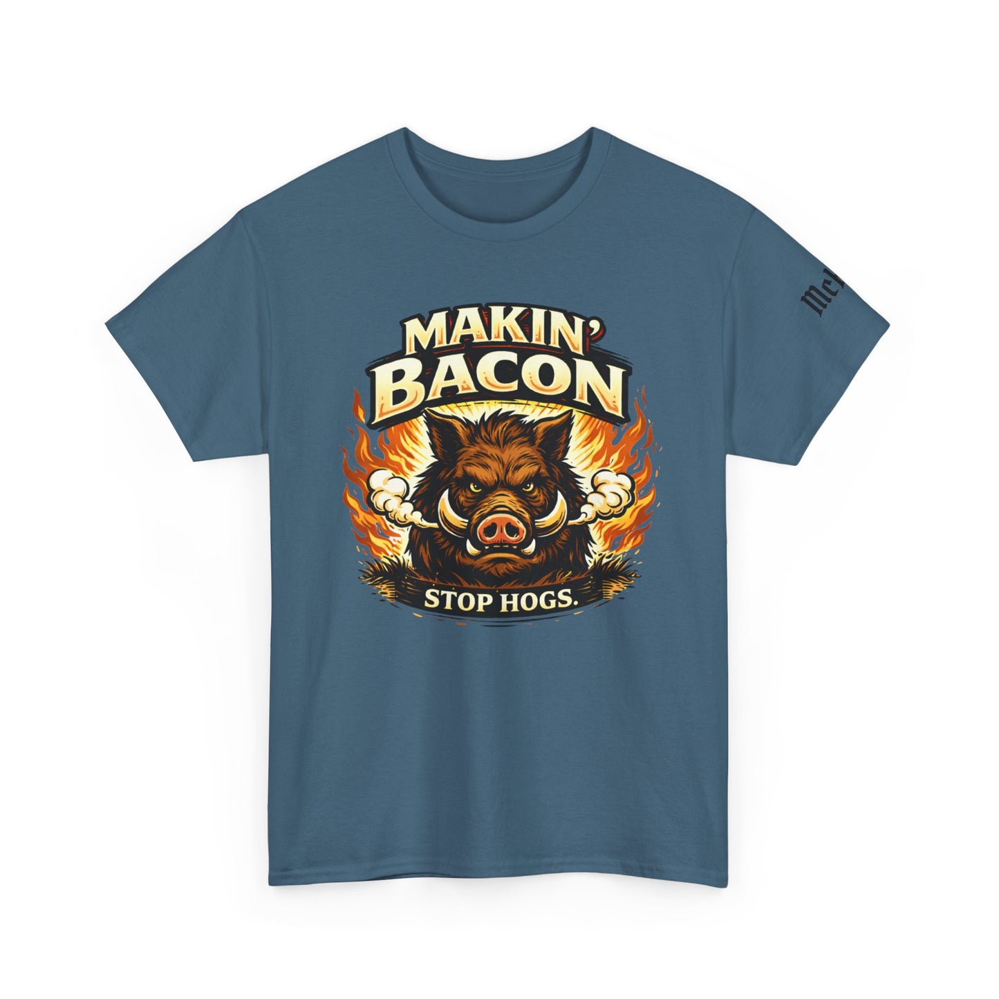 T‑Shirt — "Makin' Bacon" Fiery Wild Boar Graphic Tee (Stop Hogs)